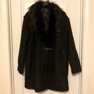 Forever 21 Black With Faux Fur Coat